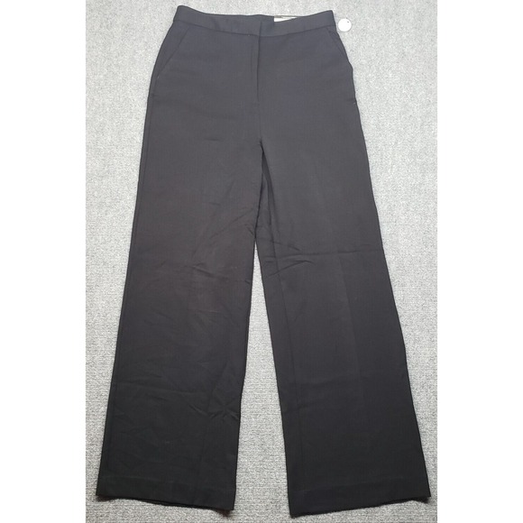 Worthington Dress Pants Womens 10 Black Solid Wide Leg Button Zip High Rise New - Picture 1 of 13